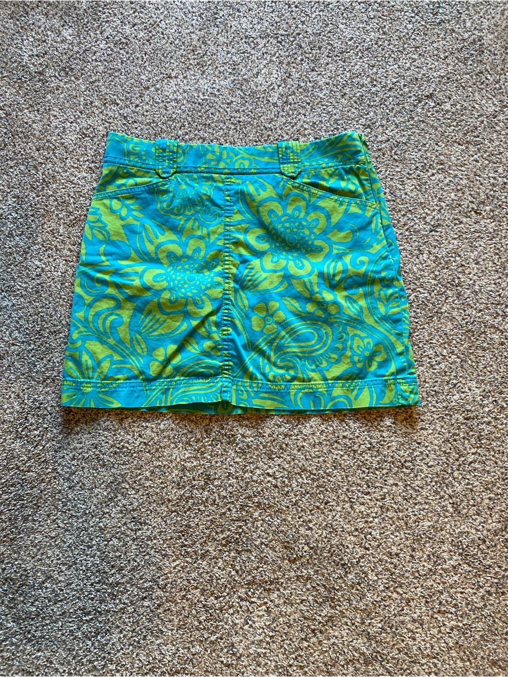 Lilly Pulitzer Women’s Teal & Lime Floral Mini Skirt with Pockets Size 4